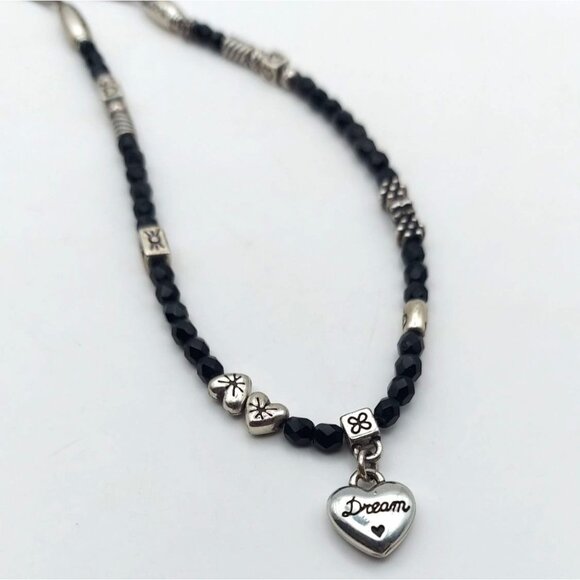Brighton Dream Heart Silver Plated Black Faceted Beaded Love Adjustable Necklace - Picture 3 of 8